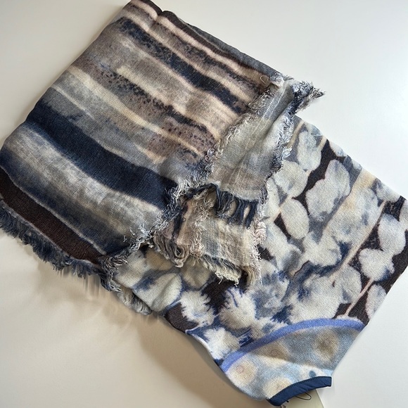 BL-NK Multi-Color Ivory, Navy Blue, Orange, Veeransa Abstract Print Wrap, NWT!! - Picture 2 of 6